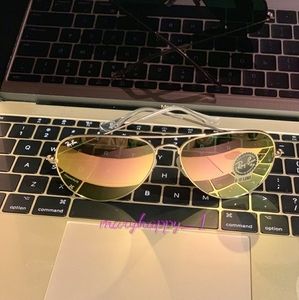 💖Ray-Ban PINK Gold Flash Aviator RB3025 New Italy